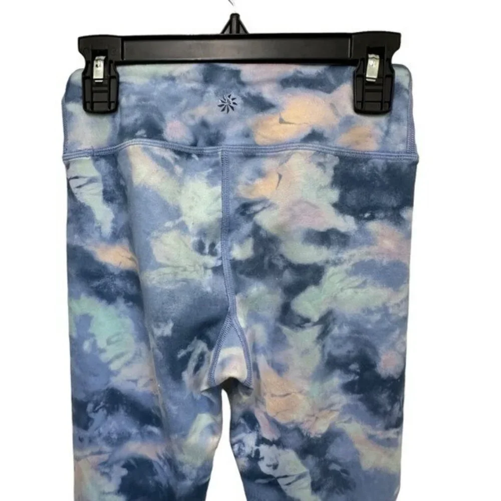Athleta Girl Chit Chat Tight Leggings M 8 10 Blue Print High Rise Athletic Dance